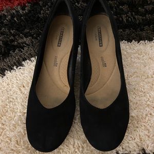 Clarks Black suede wedges